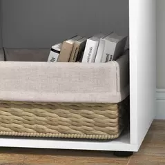 HOMCOM L Shaped Computer Desk, Reversible Home Office Desk with Drawers, File Cabinet and Storage Shelves, Study Table, 117 x 83.5 x 76cm, White - 9