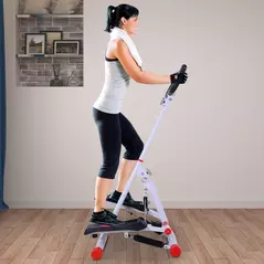 HOMCOM Stepper w/ Handle Hand Grip Workout Fitness Machine For Fitness Aerobic Exercise Home Gym Red - 2