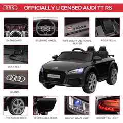 HOMCOM Kids Licensed Audi TT Ride-On Car 12V Battery w/ Remote Suspension Headlights and MP3 Player 2.5-5km/h Black - 4