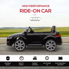 HOMCOM Kids Licensed Audi TT Ride-On Car 12V Battery w/ Remote Suspension Headlights and MP3 Player 2.5-5km/h Black - 6