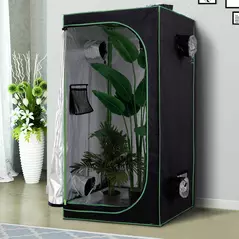 Outsunny Grow Tent Reflective Mylar Hydroponic with Adjustable Vents and Floor Tray for Indoor Plant Growing, 80 x 80 x 160 cm (31.5" x 31.5" x 63") - 2