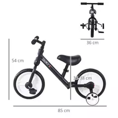HOMCOM 11 Inch Kids Balance Bike Training Pedal Bicycle W/ Removable Stabilizers EVA Tyres Adjustable Seat Height 2 to 5 Years Gift for Boys Girls Black - 3