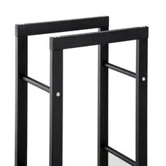 HOMCOM Metal Firewood Log Holder Tall Firewood Rack Indoor Outdoor Fireplace Wood Storage Shelf with Side Rails, Rust-Resistant, Black, 40W x 25D x 100H cm - 8