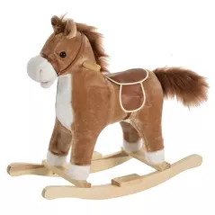 HOMCOM Kids Classic Rocking Horse, with Moving Mouth, Neighing Sounds, Brown - 1