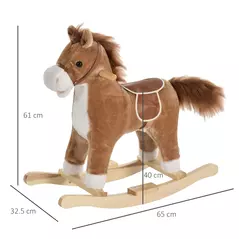 HOMCOM Kids Classic Rocking Horse, with Moving Mouth, Neighing Sounds, Brown - 3