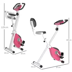 HOMCOM Folding Exercise Bike, Fitness Bicycle Indoor Trainer, 8-Level Magnetic Resistance Adjustable, with LCD Monitor, Pulse Sensor, Pink - 3