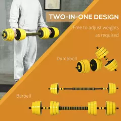 HOMCOM 25KG Dumbbell & Barbell  Adjustable Set Plate Bar Clamp Rod Home Gym Sports Area Exercise Ergonomic - 4