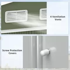 Outsunny 9 x 6ft Metal Garden Shed, Outdoor Storage Tool House with Ventilation Slots, Foundation Kit and Lockable Double Doors, Light Green - 7