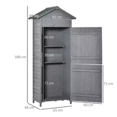 Outsunny Wooden Garden Storage Shed Utility Gardener Cabinet w/ 3 Shelves, Tilted-felt Roof and Two Lockable Doors, 79cm x 49cm x 191.5cm, Dark Grey - 3