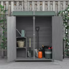 Outsunny 139 x 75 Fir Wood Garden Shed, with Asphalt Roof - Grey - 7