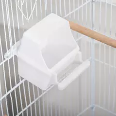 PawHut Bird Cage Budgie Cages for Finch Canary Parakeet with Stand Wheels Slide-out Tray Accessories Storage Shelf, White 46.5 x 36 x 157 cm - 7