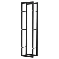 HOMCOM Metal Firewood Log Holder Tall Firewood Rack Indoor Outdoor Fireplace Wood Storage Shelf with Side Rails, Rust-Resistant, Black, 40W x 25D x 150H cm - 1