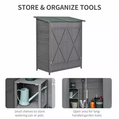 Outsunny 139 x 75 Fir Wood Garden Shed, with Asphalt Roof - Grey - 6