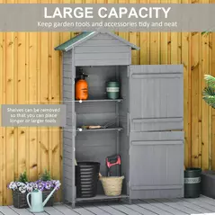 Outsunny Wooden Garden Storage Shed Utility Gardener Cabinet w/ 3 Shelves, Tilted-felt Roof and Two Lockable Doors, 79cm x 49cm x 191.5cm, Dark Grey - 5