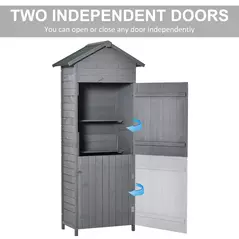 Outsunny Wooden Garden Storage Shed Utility Gardener Cabinet w/ 3 Shelves, Tilted-felt Roof and Two Lockable Doors, 79cm x 49cm x 191.5cm, Dark Grey - 6