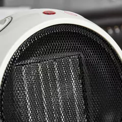 HOMCOM 1500W Small Space Heater, Ceramic Electric Plug in Fan Heater with 3 Heat Setting, Adjustable Temperature, Tip-Over, Overheating Protection, Low Energy, White - 7