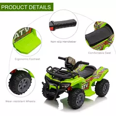 HOMCOM 6V Kids Electric Ride on Car Toddlers Quad Bike All Terrain Vehicle Toy With Music for 18-36 months Green - 5
