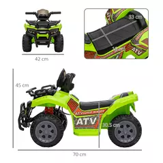HOMCOM 6V Kids Electric Ride on Car Toddlers Quad Bike All Terrain Vehicle Toy With Music for 18-36 months Green - 3