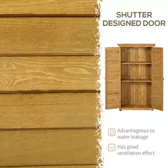 Outsunny Wooden Garden Storage Shed, Compact Utility Sentry Unit, 3-Tier Shelves Tool Cabinet Organizer with Asphalt Roof and Shutter Design, 87cm x 47cm x 160cm - 4