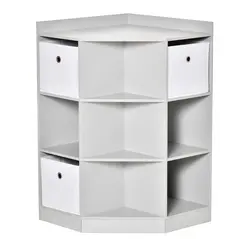 HOMCOM Kids Bookcase, 3 Tier Toy Organiser Storage Unit BookShelf with 3 Non-woven Fabric Drawers, Anti-tip Device, for Bedroom, Children's Room, Playroom, Grey - 1