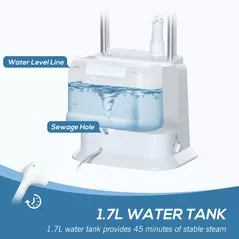 HOMCOM Upright Garment Clothes Steamer with 6 Steam Setting, 45s Fast Heat-up, 1.7L Water Tank and 35g/min steam flow, Wrinkle and Odour Remover Suitable for all Fabrics, 1960W, White - 6