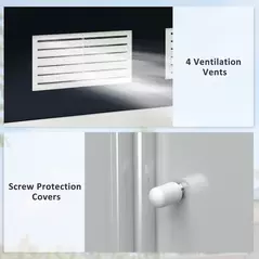 Outsunny 7 x 4ft Weatherproof Shed, Outdoor Bike Storage Shed with Ventilation Slots, Foundation Kit and Lockable Double Doors, Dark Grey - 7