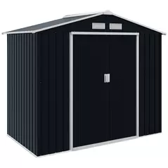 Outsunny 7 x 4ft Weatherproof Shed, Outdoor Bike Storage Shed with Ventilation Slots, Foundation Kit and Lockable Double Doors, Dark Grey - 1