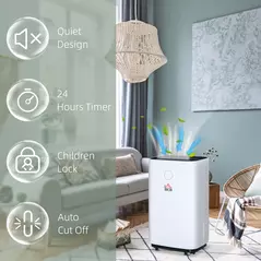 HOMCOM 20L/Day Portable Dehumidifier for Home, with LED Screen, Sleep Mode, 24H Timer, 4L Water Tank, Electric Air Dehumidifier for Damp Laundry Bedroom Basement - 8