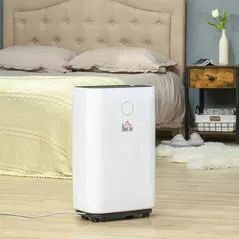 HOMCOM 16L/Day Portable Dehumidifier for Home, with LED Screen, Sleep Mode, 24H Timer, Electric Air Dehumidifier for Damp Laundry Bedroom Basement - 2