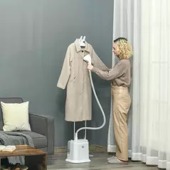 HOMCOM Upright Garment Clothes Steamer with 6 Steam Setting, 45s Fast Heat-up, 1.7L Water Tank and 35g/min steam flow, Wrinkle and Odour Remover Suitable for all Fabrics, 1960W, White - 1