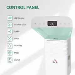 HOMCOM 10L/Day Dehumidifier with 2L Water Tank, Laundry Drying, Automatic Humidity Sensor, Electric Portable Dehumidifier with 24H Timer, 3 Modes for Home Damp, Mould and Condensation - 7