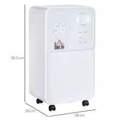 HOMCOM 12L/Day Dehumidifier for Home, Laundry Room, Bedroom, Basement, Electric Moisture Air De-Humidifier with 4 Modes, Continuous Drainage, 24H Timer, Digital Humidity Display - 3
