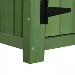 Outsunny Small Shed, Tall Slim Wooden Garden Shed with 3 Removable Shelves and Roof Hatch, Compact Outdoor Tool Storage Cabinet with Asphalt Roof and Door Latch, 77 x 54.2 x 179 cm, Green - 8