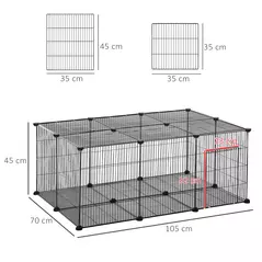 PawHut Pet Playpen DIY Small Animal Cage Metal Fence with Door, 22 Pieces, for Bunny Chinchilla Hedgehog Guinea Pig - 3