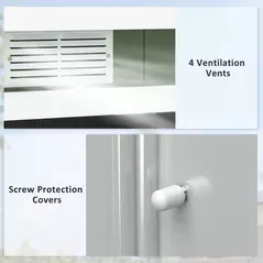 Outsunny 9ft x 4ft Metal Garden Shed, Outdoor Tool House with Foundation Kit, Ventilations and Double Doors, Light Green - 7