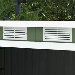 Outsunny 9ft x 4ft Metal Garden Shed, Outdoor Tool House with Foundation Kit, Ventilations and Double Doors, Light Green - 9