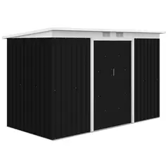 Outsunny 9ft x 4ft Metal Garden Shed, Outdoor Tool House with Foundation Kit, Ventilations and Double Doors, Dark Grey - 1
