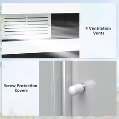 Outsunny 9ft x 4ft Metal Garden Shed, Outdoor Tool House with Foundation Kit, Ventilations and Double Doors, Dark Grey - 7