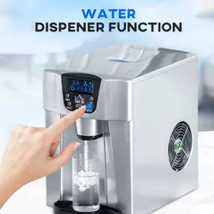 HOMCOM 3L Ice Maker Machine and Water Dispenser, 12kg in 24H, 2 Sizes 9 Ice Cubes Ready in 6-10 Mins Ice Machine, Silver - 5