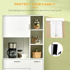HOMCOM Kitchen Cupboard, Modern Kitchen Storage Cabinet with Shelves and Drawer, Free Standing Kitchen Sideboard, 166 cm, White - 5