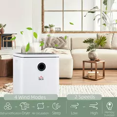 HOMCOM 10L/Day Dehumidifier with WiFi Smart App Control, 2.5L Water Tank, Digital Display, Sleep Mode, 24H Timer, Laundry Clothes Drying, for Home and Large Room Basement - 6