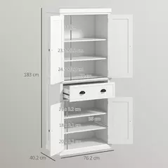 HOMCOM Freestanding Multi-Storage Kitchen Cabinet - White - 3