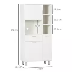 HOMCOM Kitchen Cupboard, Modern Kitchen Storage Cabinet with Shelves and Drawer, Free Standing Kitchen Sideboard, 166 cm, White - 3