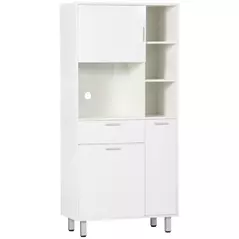 HOMCOM Kitchen Cupboard, Modern Kitchen Storage Cabinet with Shelves and Drawer, Free Standing Kitchen Sideboard, 166 cm, White - 1