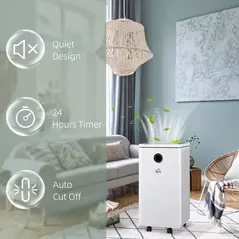HOMCOM 10L/Day Dehumidifier with WiFi Smart App Control, 2.5L Water Tank, Digital Display, Sleep Mode, 24H Timer, Laundry Clothes Drying, for Home and Large Room Basement - 9