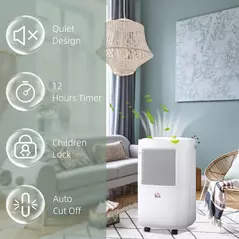 HOMCOM 10L/Day 2200ML Portable Quiet Dehumidifier with WiFi Smart App Control, Electric Moisture Air Dehumidifier for Home Laundry Basement - 9