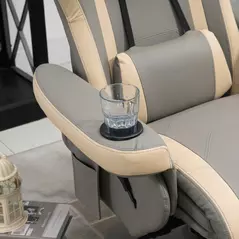 HOMCOM Manual Recliner Armchair PU Leather Lounge Chair w/ Adjustable Leg Rest, 135° Reclining Function, 360° Swivel, Grey - 9