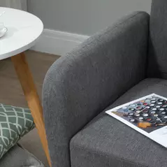 HOMCOM 2 Seater Sofa, Modern Fabric Loveseat Sofa, Small Couch with 2 Pillows, Armrest and Wood Legs for Living Room, Bedroom, Home Office, Grey - 8