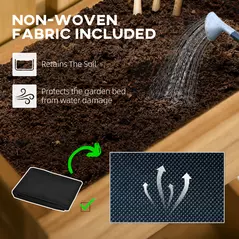 Outsunny Wall-mounted Wooden Garden Planters with Trellis, Drainage Holes and 3 Planter Boxes for Patio, Natural - 6