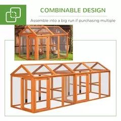 PawHut Large Chicken Run, Wooden Chicken coop, with Combinable Design - Wood Effect - 7